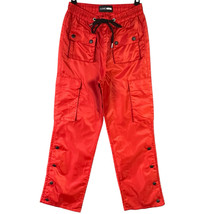 Fashion Nova Jogger Pants Red Gone Girl Utility Pockets Snap Button Size Small - £15.08 GBP