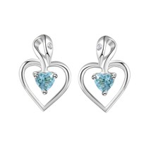 1/5CT Heart Cut Simulated Blue Topaz Stud Earrings 14K White Gold Plated Silver - £36.81 GBP