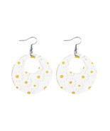 CLEAR ACRYLIC DAISY PRINT EARRINGS - $5.09