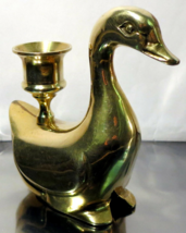 Vintage Solid Brass Swan Candle Stick Holder - £12.24 GBP