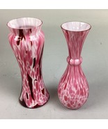 Lot Of 2 Vintage Pink Splatter Vases - 7 3/4” - £12.37 GBP