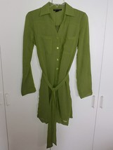 ALISHA &amp; CHLOE LS/ROLL-UP GREEN SHEER/LINED BUTTON-FRONT DRESS-S-BARELY ... - $18.99