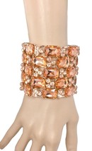 2.5&quot; Wide Peach Crystals Luxurious Chunky Oversized Bracelet Drag Queen - £26.72 GBP