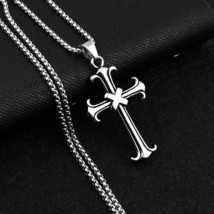 Men Women Silver Crucifix Cross Pendant Necklace Catholic Jewelry Chain 24&quot; Gift - £13.44 GBP