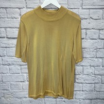 Vintage Womens Pendleton Short Sleeve Knit Top Plus Size 2X Gold Mock New  - £27.15 GBP