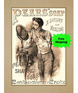 Vintage Shaving Soap Poster Print Men&#39;s Gift Wall Art Brown Bathroom Wal... - $21.99+