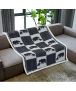 BABY BEAR &amp; MOMMA EAST FORGE QUILTED SHERPA SOFT THROW BLANKET 50x60 INCH - £31.41 GBP