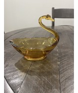 Vtg MCM Viking Amber Glass Swan Candy Trinket Dish 6 x 5.5” - $329.65 MXN