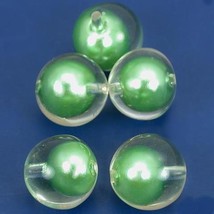 5 Green Plastic Round Loose Ball Beads Craft Jewelry - £5.65 GBP