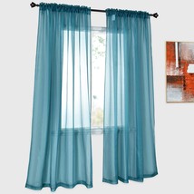 Donren 2 Panels Teal Sheer Curtains For Bedroom Rod, Turquoise,52X84 Inches - £31.59 GBP