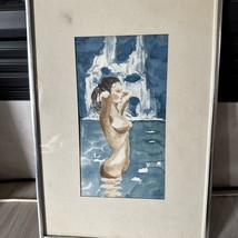 Watercolor Painting Wistfull Bathing Nude 1976 - £119.57 GBP