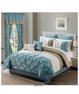 Hotel Collection 12-Piece Bed-In-A-Bag Blue and Green Queen Polyester 60... - $219.35 CAD
