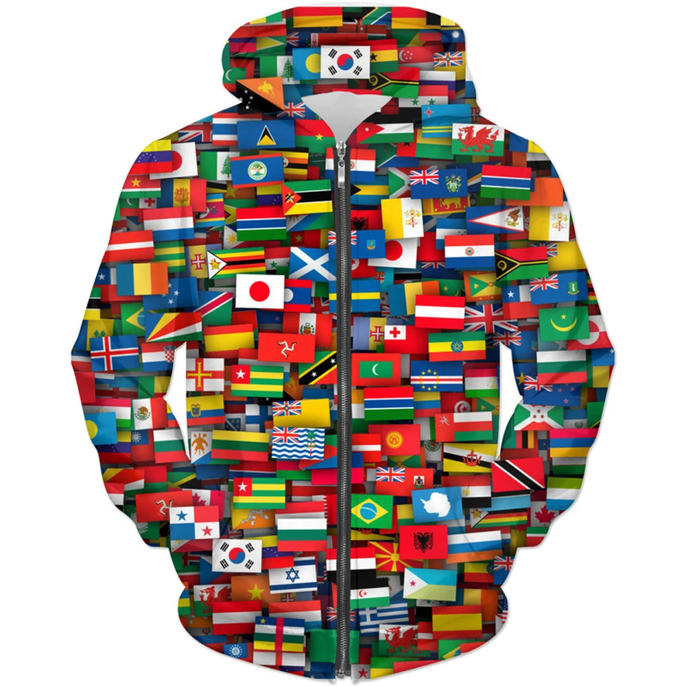 Flags of all countries of the world 3D Printed Men Hoodie Harajuku Fashion Sweat - £83.16 GBP