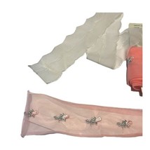 Vintage Organza Pink White Trim Stern &amp; Stern Textiles Inc Ribbon Set 2.... - £29.28 GBP