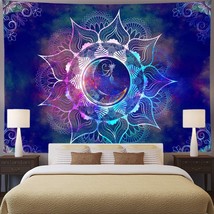 Mandala Tapestry Blue Starry Sky and Moon Tapestry Psychedelic Indian Tapestry B - £19.18 GBP