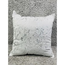 Modern Metallic Silver Gray Print Abstract Art Square Throw Pillow Decorative - £11.99 GBP