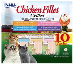 Inaba Chicken Fillet Cat Treat Whole Chicken Fillet Variety Pack 40 count (4 x 1 - £59.25 GBP