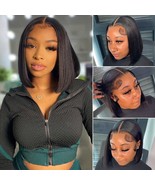 Women&#39;s front lace headpiece black short straight hair - €53,37 EUR