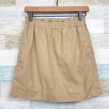 J Crew Linen Blend Sidewalk Mini Skirt Tan Elastic Waist Pull On Casual ... - £21.91 GBP