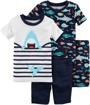 Carters Baby Boy Pajamas Spring Summer Short Mix Match Shark 4 Piece 6 M New - £23.67 GBP