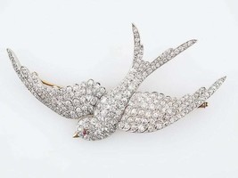 Unique 3.50t Round Real Moissanite Flying Bird Pin Brooch 925 Sterling Silver - £159.12 GBP