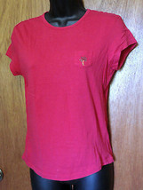 Express T Shirt Stretch Knit Top Size Med Precision Fit Pink Embellished Pocket - £7.72 GBP