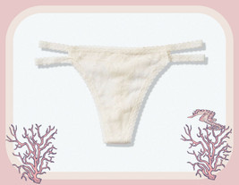 L Xl Ivory Snow Allover Lace Double Strappy Thong Pink Victorias Secret Pantie - £8.78 GBP