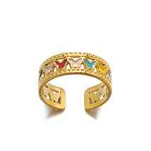 Stainless Steel Enamel Rings for Women Chunky Gold Ring for Woman Colorf... - $25.80