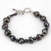 Vintage Silpada Sterling Freshwater Peacock Pearl Bracelet w/ Toggle Cla... - $29.99