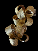 KJL Kenneth J Lane Gold Ribbon Bow Earrings 3 D Designer Vintage  NWOT - $52.39