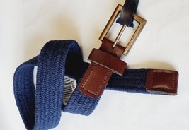 Faded Glory Boy&#39;s Casual Stretch Belt Size S/M Navy W Gold &amp; Brown Accents - $10.73