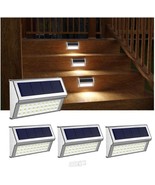 ROSHWEY Solar Step Lights Outdoor 4 Pack 30 LED Stainless Steel Solar li... - $28.45