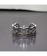 925 Silver Gold Crown Ring Floral Filigree CZ Adjustable Royal Princess ... - $48.00