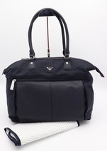 NWT Emporio Armani Junior Navy Blue Leather Nylon Baby Diaper Bag Tote New - £196.74 GBP