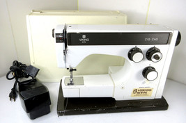 Vintage Husqvarna Viking 6170 Sewing Machine White + Case, Pedal - PARTS/REPAIR - $49.45