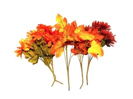 Fall Harvest Artificial / Fake Flower Bundles, Maple Leaves Hydrangea Orange Lot - £11.84 GBP
