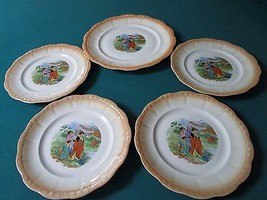 ZSOLNAY HUNGARY 1960s PLATTER AND 4 PLATES SIGNED &quot;EVA&quot; (ZEISEL?) RARE!!... - $194.03