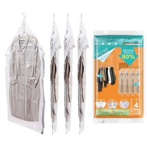 Hanging Vacuum Storage Space Saver Sealer Bags For Clothes Coat Dress Suit Jacke - £20.77 GBP