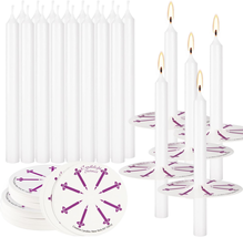 100 Pcs White Unscented Taper Candle with Drip Protectors, Church Candles, Vigil - £21.48 GBP