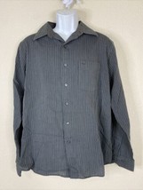 Van Heusen Men Size L Black Striped Button Up Shirt Long Sleeve Pocket S... - £6.59 GBP