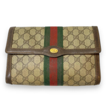 GUCCI Sherry Line Clutch Bag Second Bag Vintage PVC Leather Brown Authentic - $154.79