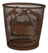 Rustic Deer Moose By Pine Forest Mountains Metal Wire Waste Basket Trash... - $53.99