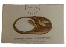 Twine Living Co Gourmet Wood and Ceramic Cheese Board Gift Set New in Op... - £18.45 GBP
