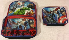 Nwt Marvel Avengers Hulk Iron Man Captain America School Backpack W/ Lunch Box - £25.89 GBP
