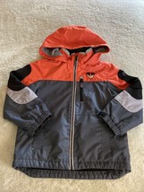 London Fog Boys Gray Orange Black Hooded Winter Coat Fleece Lined Pockets 6 - $24.50