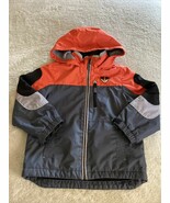 London Fog Boys Gray Orange Black Hooded Winter Coat Fleece Lined Pockets 6 - $33.57 CAD