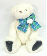 Vintage 1992 Gund Victoria&#39;s Secret Plush White Teddy Bear w/ Plaid Bow ... - £11.24 GBP