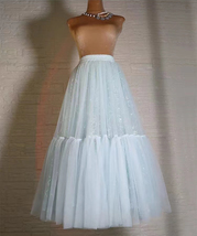 Light BLUE Tiered Tulle Skirts Women's Layered Tulle Skirt Holiday Skirt Outfit  image 4