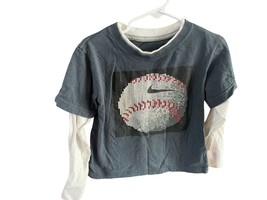 Nike Boys 4 Long Sleeve Layered Look Tshirt Tee Gray White Long sleeve Baseball - £7.61 GBP