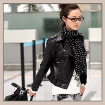 Retro Vintage Big Lapel Faux Leather Motorcycle Jacket w/ Studs and Snaps image 2